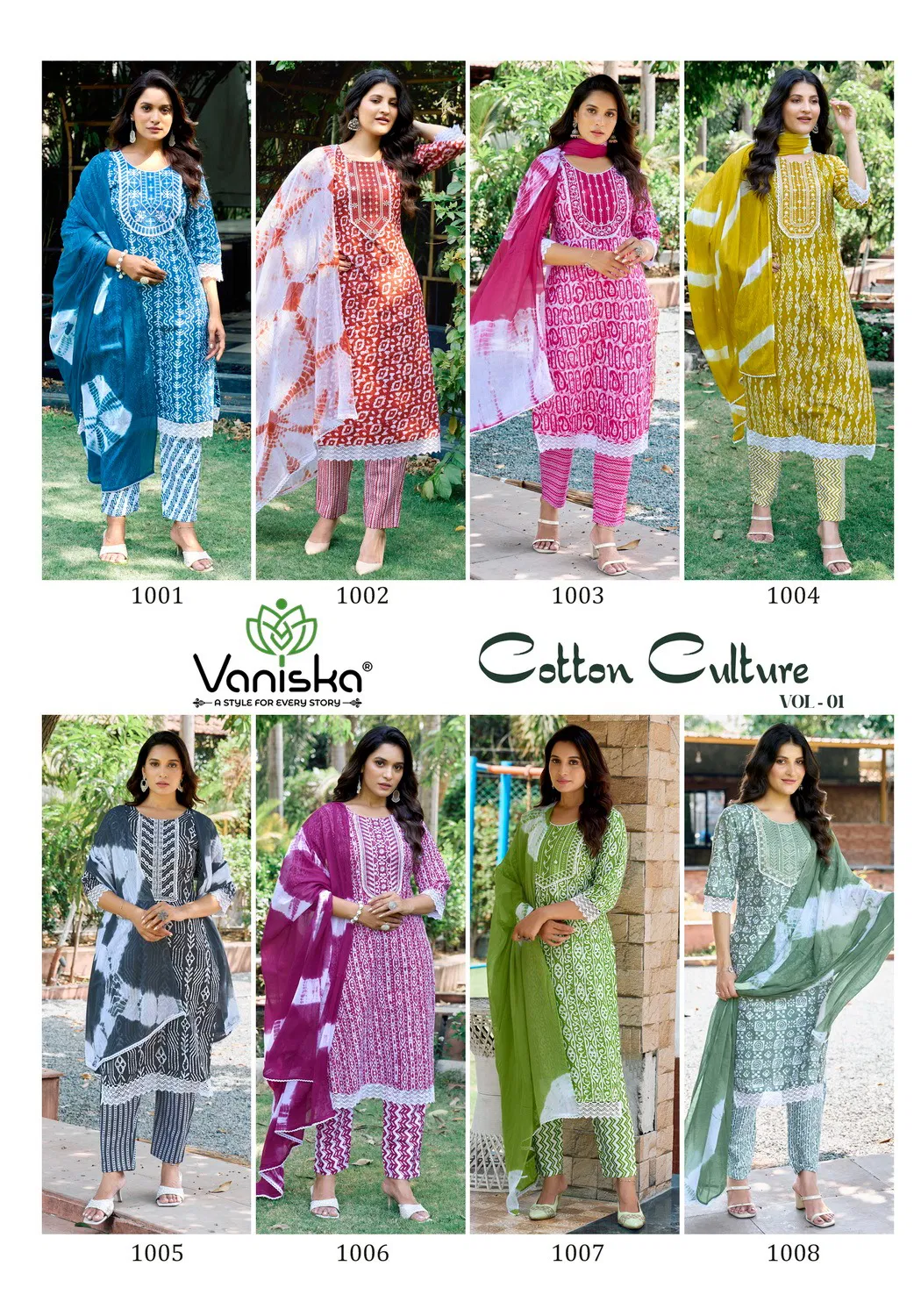 Cotton Culture Vol 1 By Vaniska Cotton With Heavy Embroidery Work Kurti With Bottom & Dupatta Best Wholesale Shop In Surat